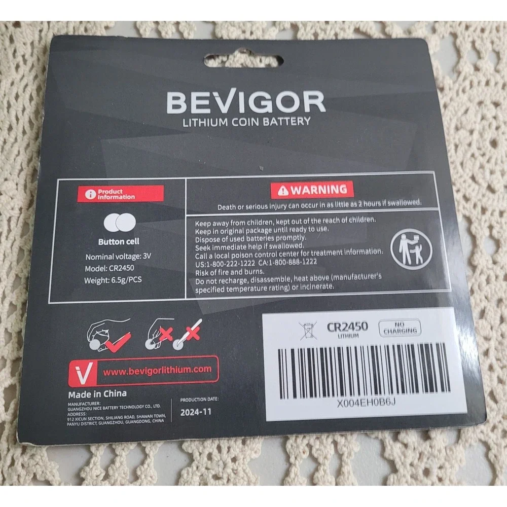 Bevigor 12 Pack New CR2450 / 2450 Lithium 3V Battery